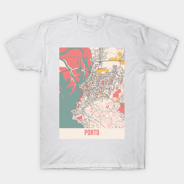 Porto - Portugal Chalk City Map T-Shirt by tienstencil